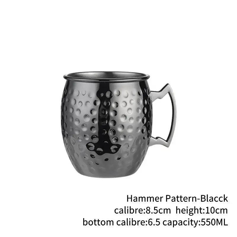 Moscow Mule Cup 550ml - Copper Plated 304 Stainless Steel Mug for Cocktails, Beer & Cold Drinks