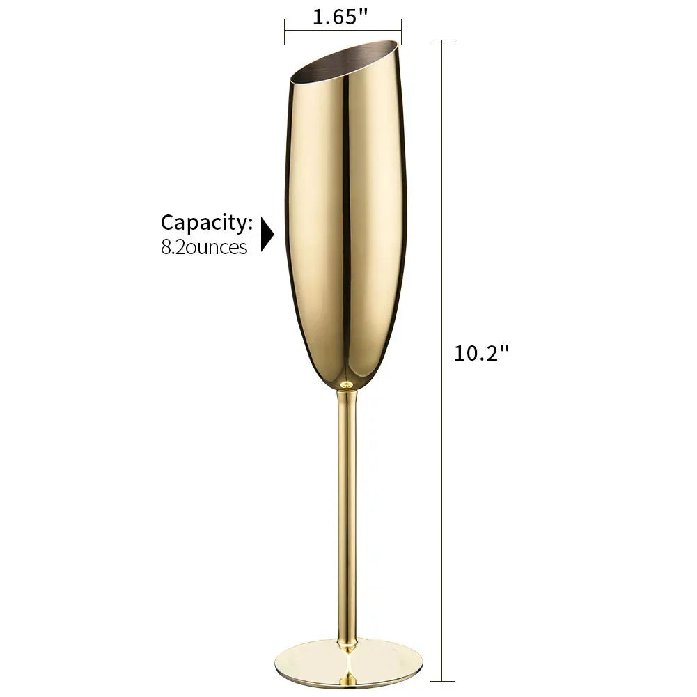 Elegant Gold Stainless Steel Champagne Glass Set – Luxury Cocktail Goblets for Weddings, Parties & Celebrations