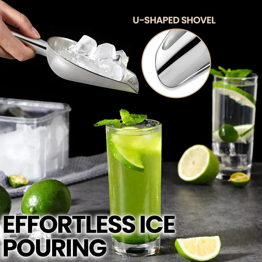 Stainless Steel Ice Scoop – Multi-Functional Metal Spoon for Ice Cubes, Perfect for Cocktails