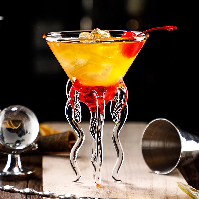 Creative Animal-Shaped Cocktail Goblet with Straw – Pufferfish, Octopus, Swan & Bird Design