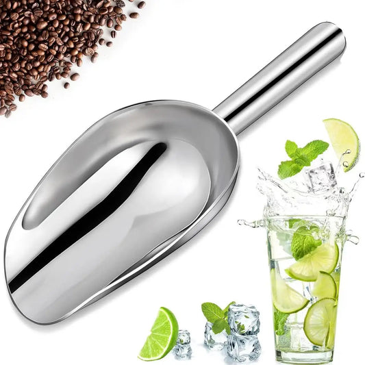 Stainless Steel Ice Scoop – Multi-Functional Metal Spoon for Ice Cubes, Perfect for Cocktails