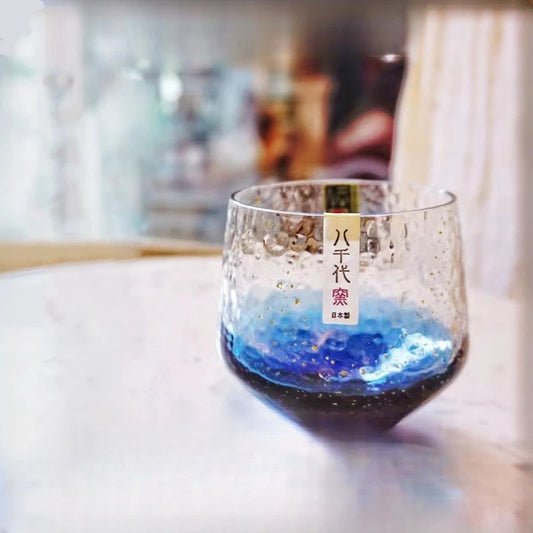 250ml Japanese Starry Sky Glass Cup - Gold Foil Crystal Coffee Mug for Whiskey, Cocktails & Cold Drinks
