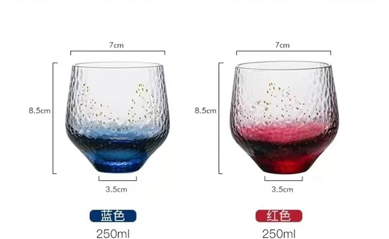 250ml Japanese Starry Sky Glass Cup - Gold Foil Crystal Coffee Mug for Whiskey, Cocktails & Cold Drinks