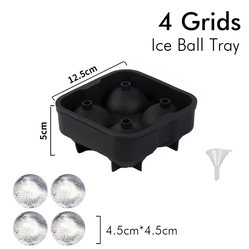 Silicone Ice Cube Tray – Square/Round Ice Cube Maker, 4/6/8 Grids for Whiskey & Cocktails