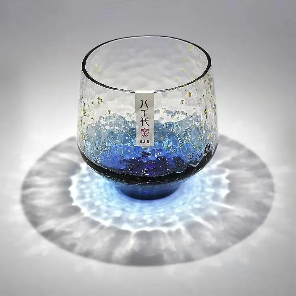 250ml Japanese Starry Sky Glass Cup - Gold Foil Crystal Coffee Mug for Whiskey, Cocktails & Cold Drinks