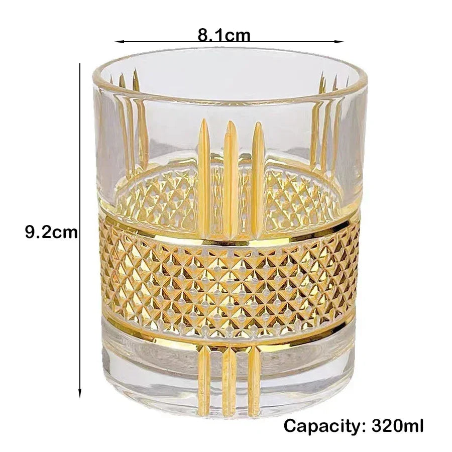Gold Lining Whiskey Glass - Old Fashioned Rocks Glass Tumbler for Scotch, Bourbon, Gin, Vodka & Brandy