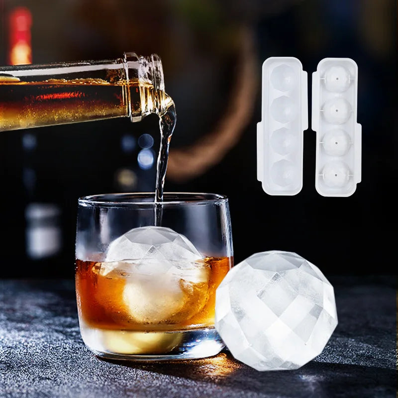 Diamond Ice Mold with Lid – Silicone Spherical Ice Maker for Whiskey & Beer