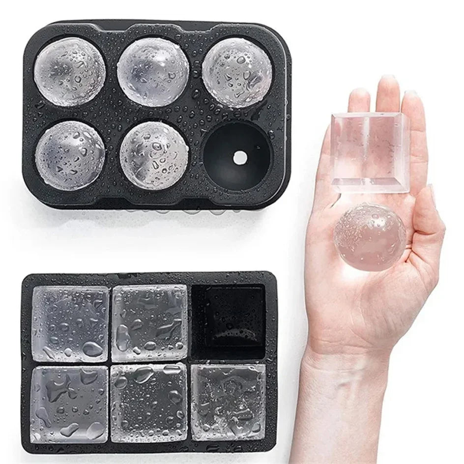 Silicone Ice Cube Tray – Square/Round Ice Cube Maker, 4/6/8 Grids for Whiskey & Cocktails
