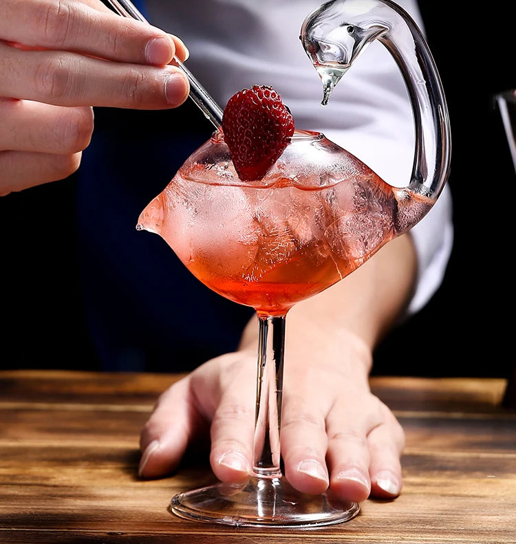 Creative Animal-Shaped Cocktail Goblet with Straw – Pufferfish, Octopus, Swan & Bird Design