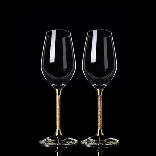 Gold Foil Crystal Glass Set - Premium Wine, Champagne, Whiskey & Cocktail Glasses for Home or Bar