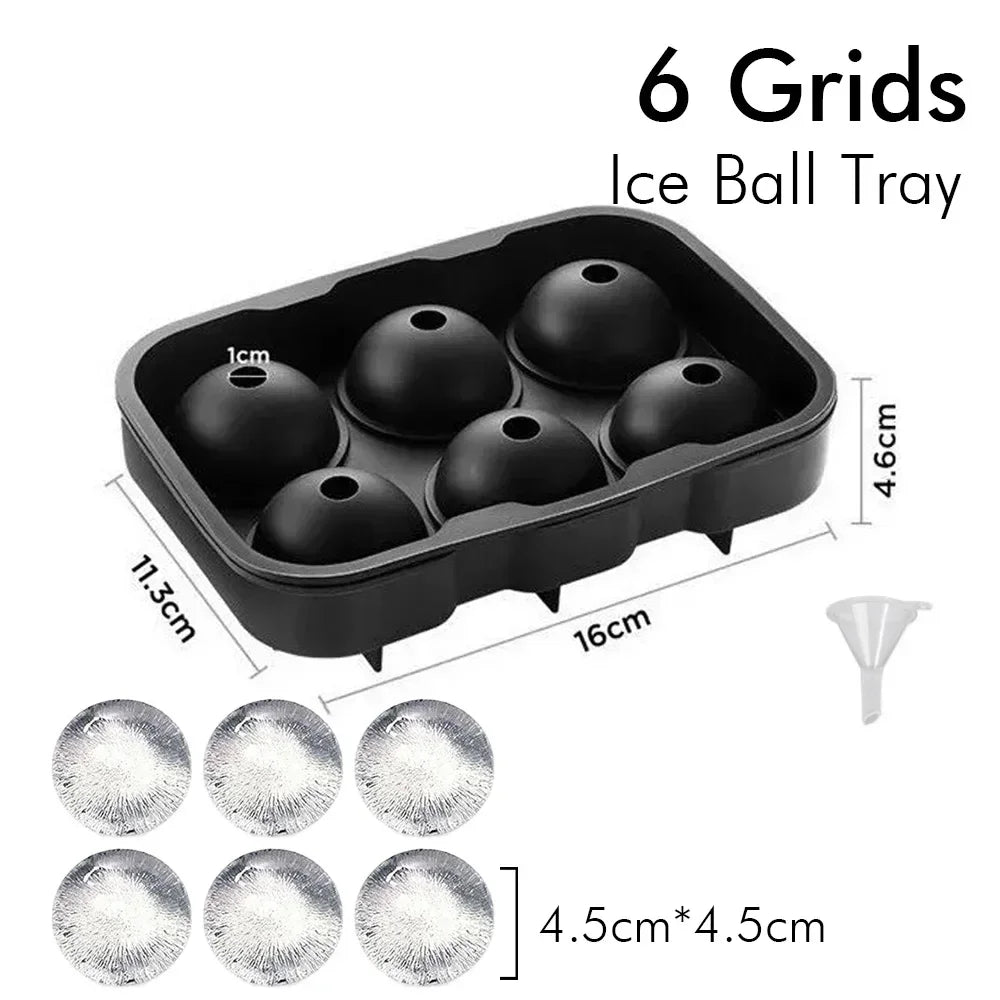 Silicone Ice Cube Tray – Square/Round Ice Cube Maker, 4/6/8 Grids for Whiskey & Cocktails
